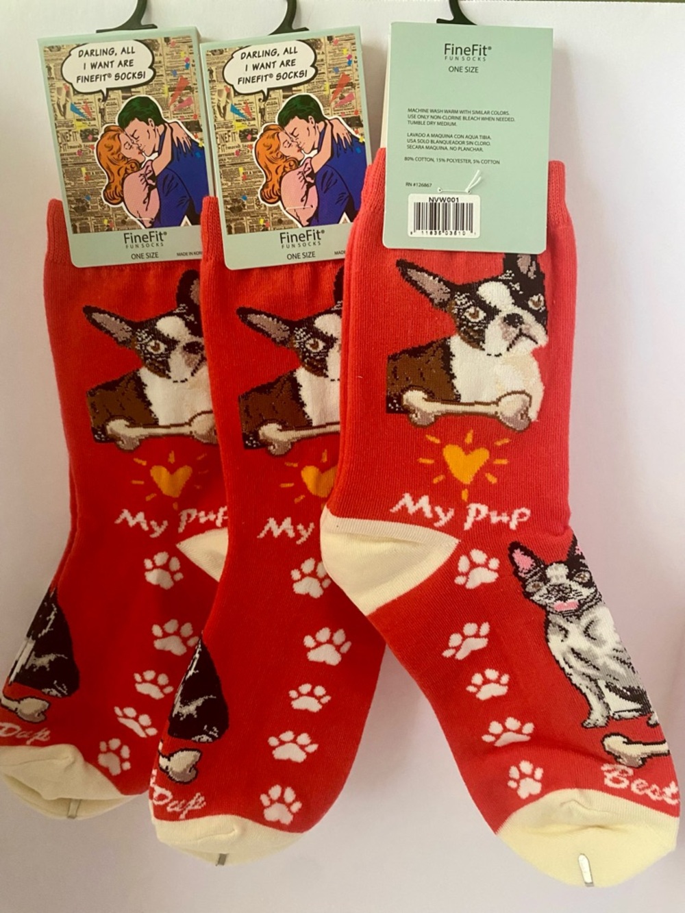 Women's Red 'My Pup' Dog Pattern Crew Socks
